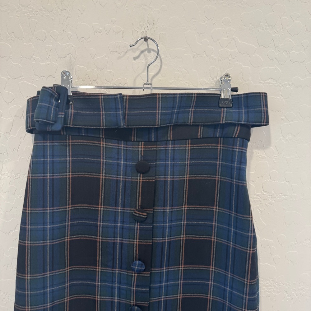 Anthropologie Maeve Bernadette Button-Front Midi Skirt Tartan Plaid Womens 4 - Picture 3 of 7